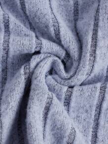 SHEIN Chicas adolescentes Camiseta crop de hombros descubiertos doblado tejido de canalé - Celeste - Ver 3