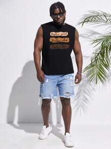 GENTILAND Nam Áo ba lỗ Bông Đồ họa Chữ cái - màu đen - Xem 4