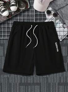 Manfinity EZcore Nam Quần short Với dây rút Eo Và In thư Đồ họa - màu đen - Xem 1