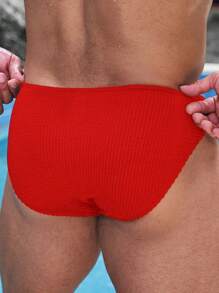 Manfinity Men Solid Cut Out Waist Swim Brief - Red - View 2