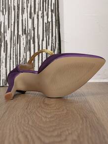 女士新款尖头细高跟奢华时尚晚宴鞋，优雅紫色镂空高跟鞋，高贵典雅，派对必备 - 紫色 - 查看 6