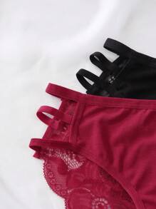 2 Packs Floral Lace Panty Set - Multicolor - View 3