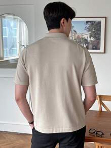 DAZY Nam Chất rắn Nút Lên Knit ngọn - Màu Khaki - Xem 2