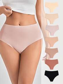 7pack Solid No Show High Waisted Panty Set - Multicolor - View 1