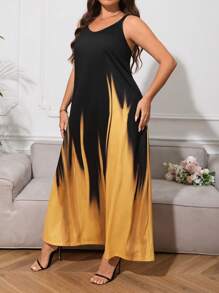 EMERY ROSE Plus Colourblock Hidden Pocket Maxi Cami Dress - Multicolor - View 4