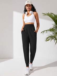 SHEIN Sport Studio Pantalones deportivos unicolor con bolsillo oblicuo