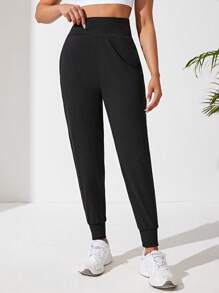 SHEIN Sport Studio Pantalones deportivos unicolor con bolsillo oblicuo