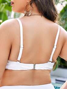 SHEIN Talla grande Top bikini unicolor con aro - Blanco - Ver 2