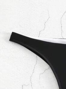 Braga de bikini de color liso de verano - Negro - Ver 4