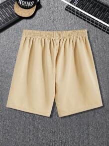 Manfinity Homme Men Expression Print Drawstring Waist Shorts - Khaki - View 2