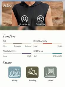 Manfinity Sport Corelite Men Letter Graphic Colourblock Hooded Sports Tank Top - Black - View 3