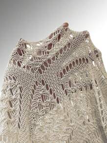 SHEIN VCAY Tie Front Pointelle Knit Crop Cardigan - Apricot - View 8