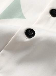 Manfinity Hypemode Men Tropical Print Graphic Colorful Lapel Neck Casual Short Sleeve Shirt, For Boyfriend Gift - Apricot - View 7