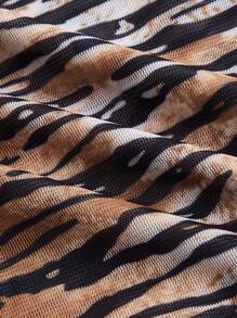 SHEIN EZwear Plus Tiger Skin Print Contrast Binding Crop Cami Top - Multicolor - View 5