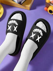 X 秋冬男士图案拖鞋，时尚浴室 EVA 拖鞋