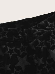 ROMWE Fairycore 星星印花喇叭褲 - 黑色 - 查看 2