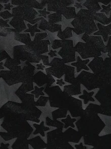 ROMWE Fairycore 星星印花喇叭褲 - 黑色 - 查看 3