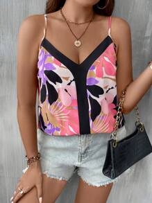 SHEIN Clasi Áo hai dây Plus Size Hoa Tất cả trên in Boho - Nhiều màu - Xem 1