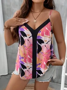 SHEIN Clasi Áo hai dây Plus Size Hoa Tất cả trên in Boho - Nhiều màu - Xem 5