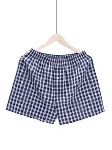 Hombres Shorts boxer con estampado de cuadros con diseño de botón - Multicolor - Ver 1