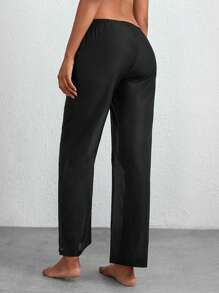 Ocili Solid Elastic Waist Sleep Trousers - Black - View 2