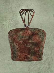 ROMWE Hippie 紮染掛脖上衣 - 彩色 - 查看 1