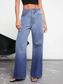 Maija 高腰闊腿牛仔褲工作服