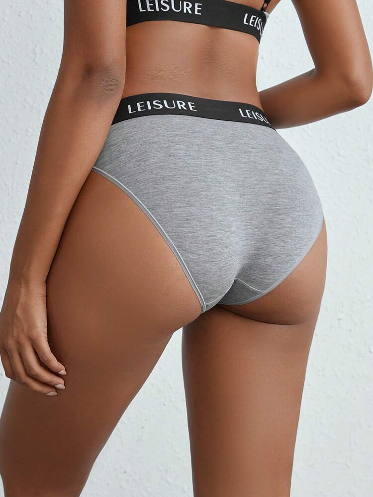 Leisure Smooth & Comfy Waist Letter Tape Bra And Brief Set
