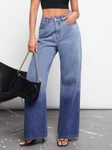 Maija 高腰闊腿牛仔褲工作服