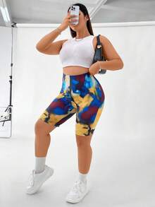 SHEIN Unity 大碼紮染騎行褲 - 彩色 - 查看 4