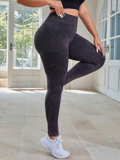 大碼寬腰帶運動打底褲