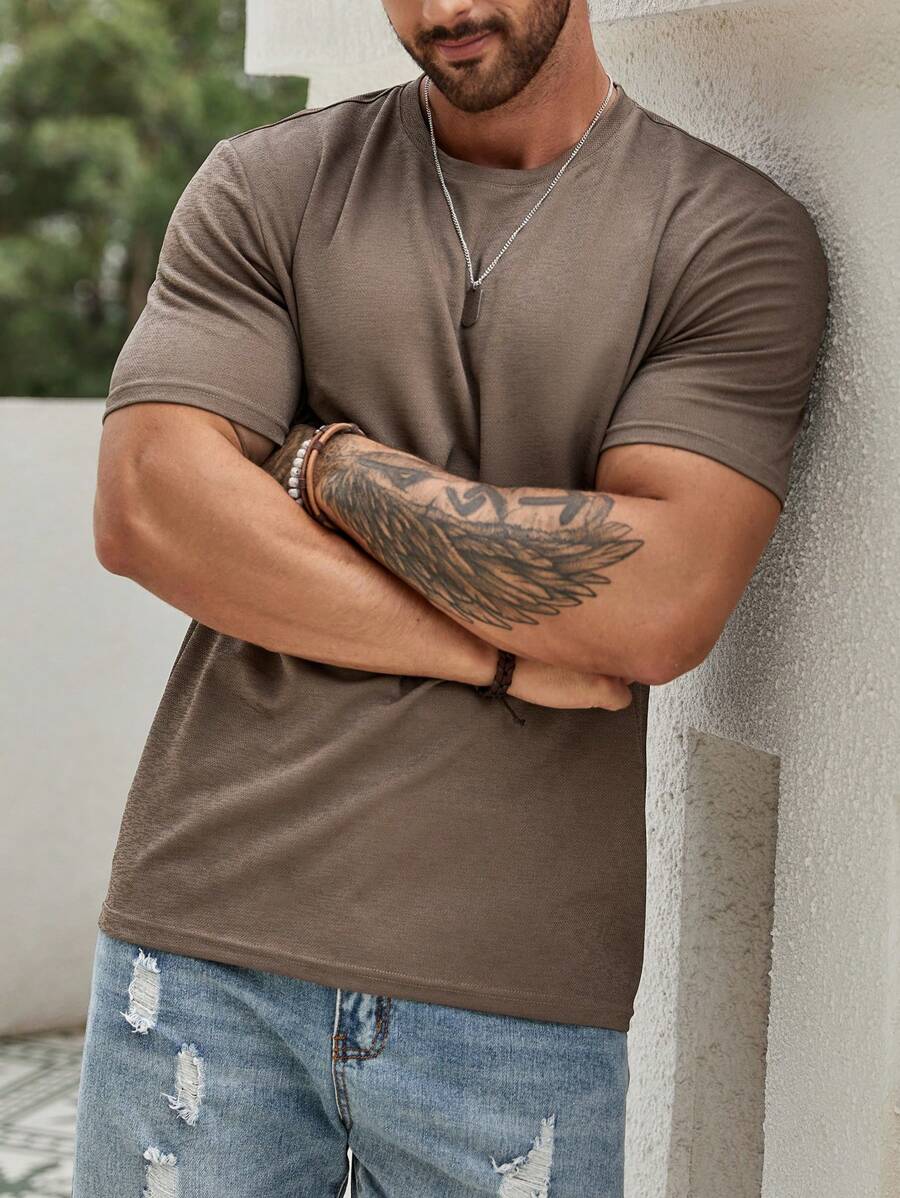 Manfinity AFTRDRK Áo thun & Áo lót Nam màu trơn Giải trí - Cà phê nâu - Xem 1