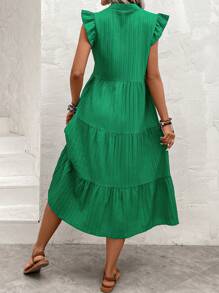 SHEIN LUNE Vestido smock de cuello notch ribete con fruncido