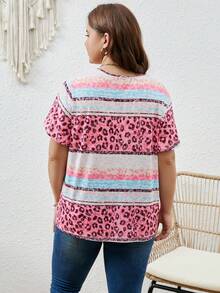 SHEIN LUNE Áo thun Plus size Cắt ra In hoa Báo Giải trí - Nhiều màu - Xem 2