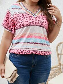 SHEIN LUNE Áo thun Plus size Cắt ra In hoa Báo Giải trí - Nhiều màu - Xem 6