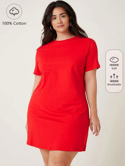 SHEIN BASICS Sade Gündelik Artı Beden Elbiseler