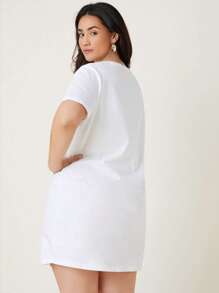 SHEIN BASICS 夏季加大短袖纯色T恤连衣裙