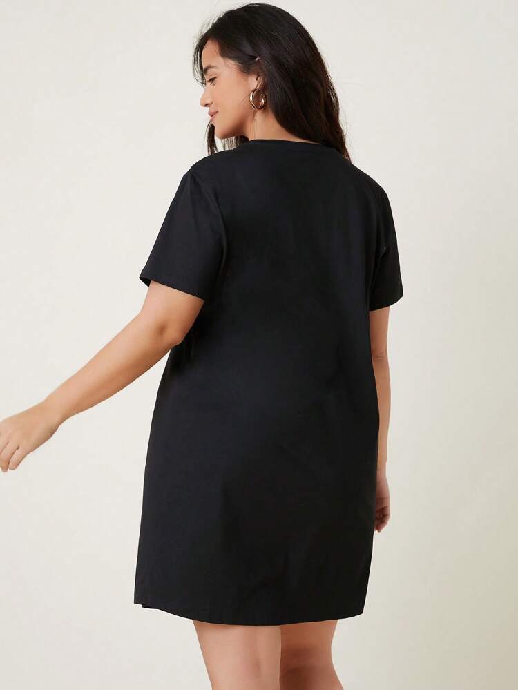Plus  Short Sleeve Solid Tee Dress/ Summer