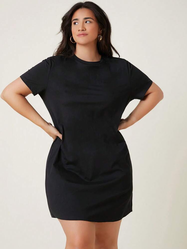Plus  Short Sleeve Solid Tee Dress/ Summer