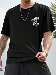 Manfinity Homme Áo thun & Áo lót Nam Nhiệt đới Slogan Giải trí - màu đen - Xem 2