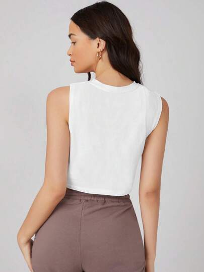 SHEIN BASICS Top De Tejido De Punto Sin Mangas De Color Sólido Minimalista Para Mujer