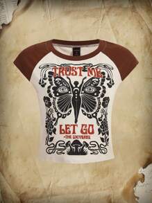 Ashley Baxter Butterfly Print Raglan Sleeve Tee - Multicolor - View 1