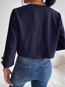 SHEIN Essnce 素色開門襟短夾克 - 藏蓝色 - 查看 2