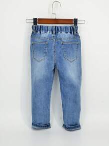 Young Boy Slant Pocket Carrot Jeans Chic Outfits For Autumn/Winter - Medium Wash - View 2