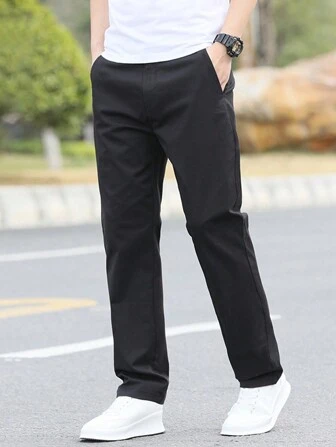 Guys Solid Straight Leg Pants