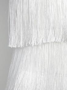 SHEIN BAE 流蘇邊後背繫帶繞頸連體短褲 - 白色 - 查看 3