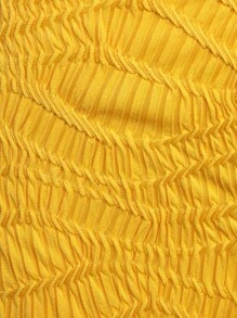 SHEIN VCAY 前繫帶繞頸露背緊身連衣裙 - 黃色 - 查看 8