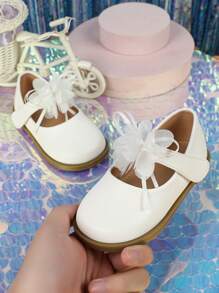 Baby Girls Flower Decor Comfortable Flats For Outdoor - White - View 2