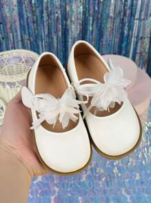 Baby Girls Flower Decor Comfortable Flats For Outdoor - White - View 3