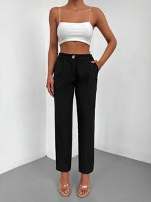 EURMUSE Pantalones unicolor con bolsillo oblicuo